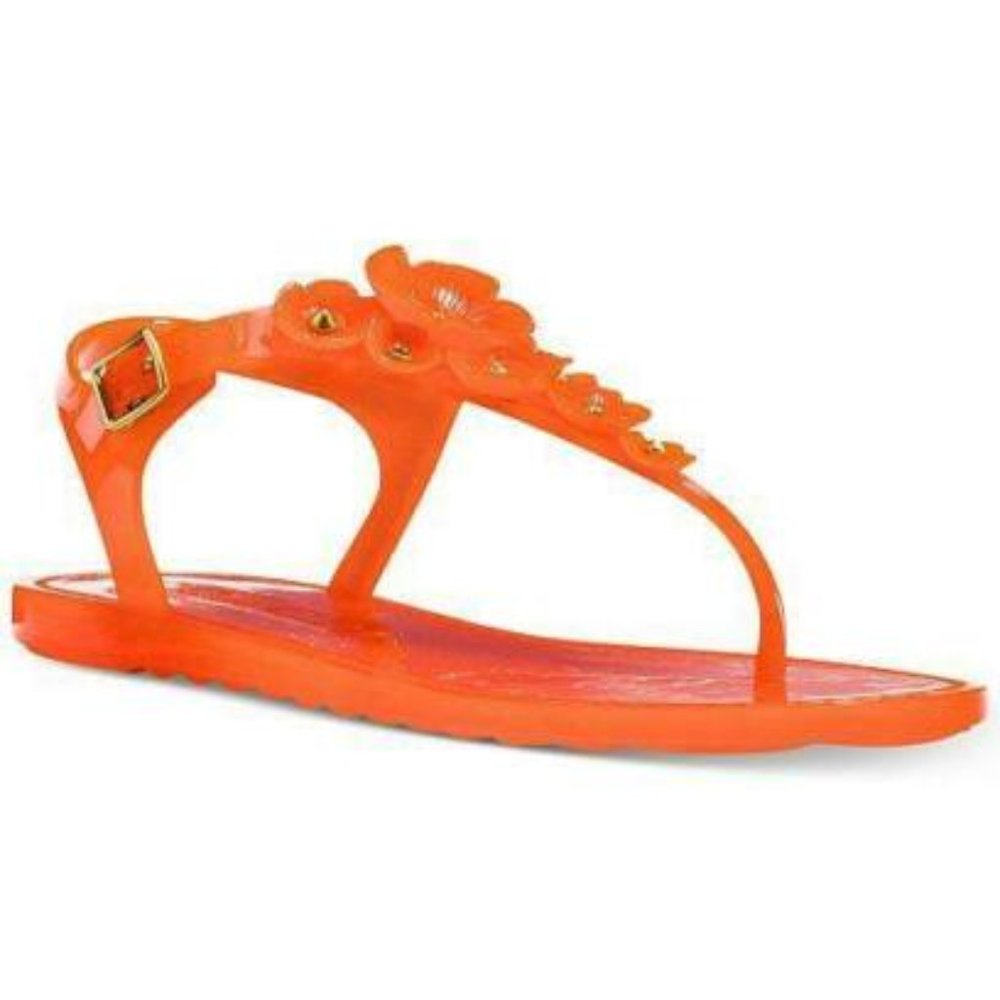 Coach Tea Rose Jelly Sandals Mandarin